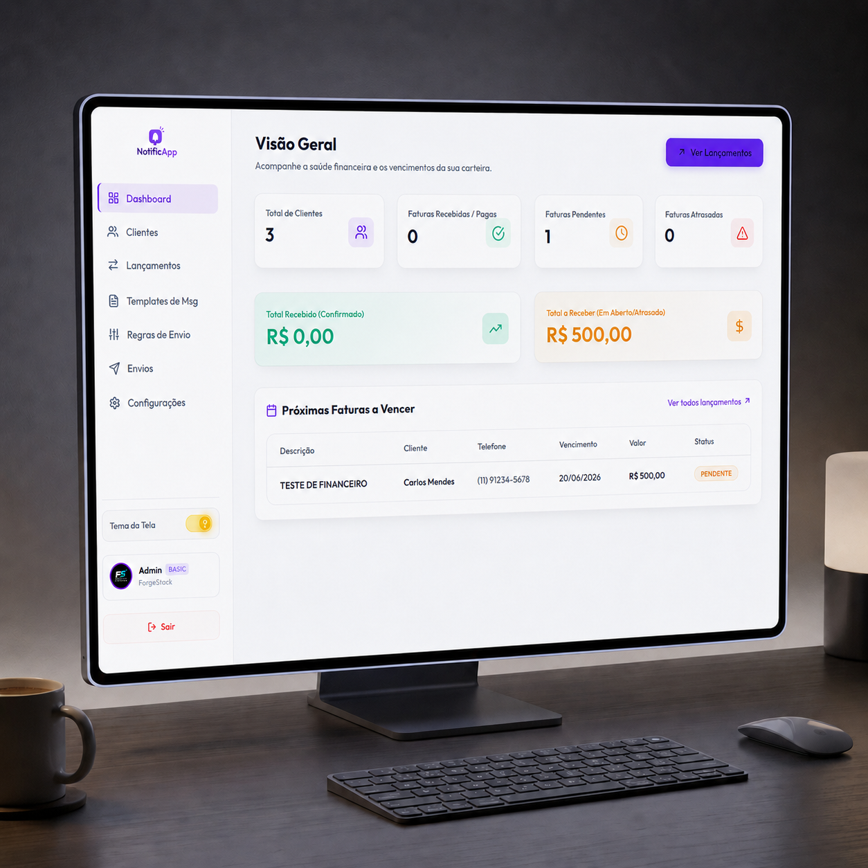 Painel de Controle NotificApp